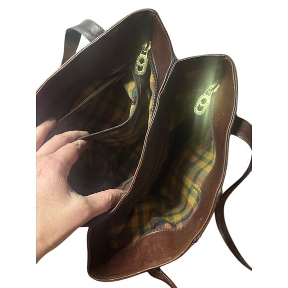 VTG Marino Orlandi Distressed Brown Leather Shoulder / Hand Bag Made in Italy - Picture 8 of 15